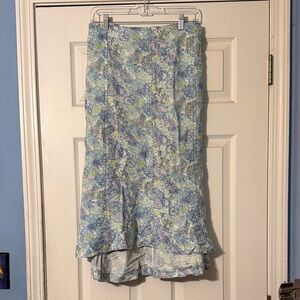 Floral Blue and Green Women's Skirt